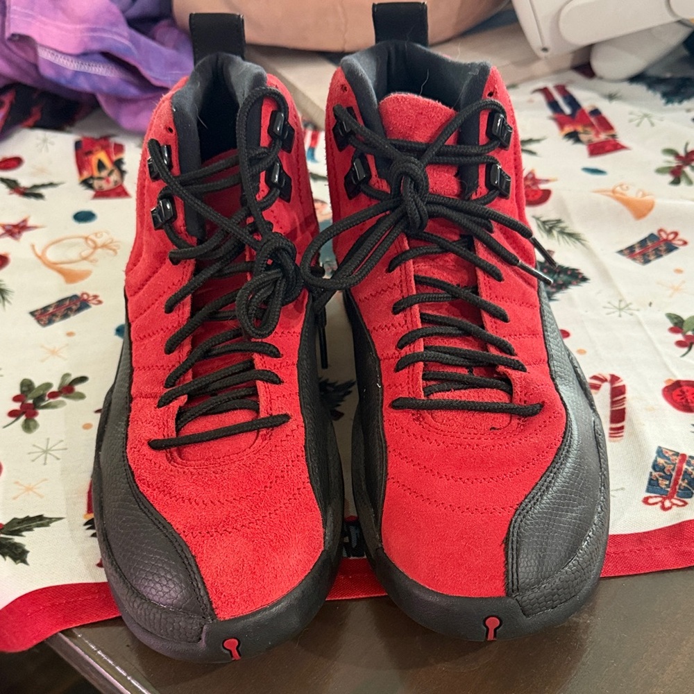 Jordan 12 Retro Red Black Men's Sneakers Reverse Flu Game